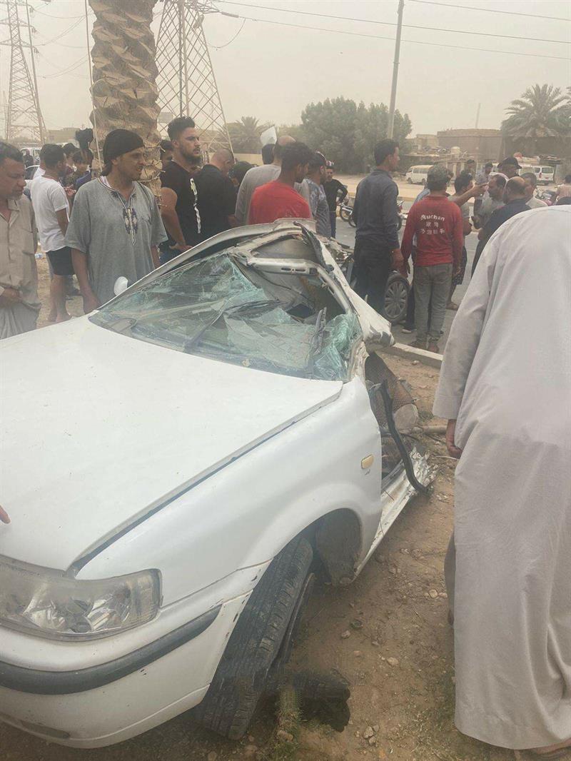 قسم السيارة لنصفين.. صور لحادث سير عنيف في كربلاء!